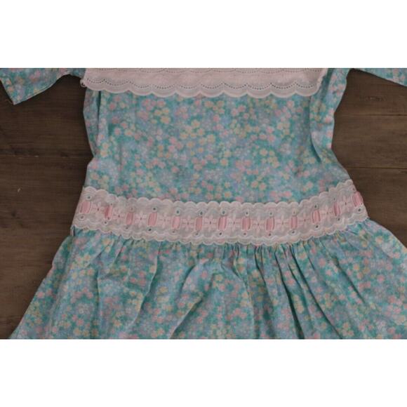 VINTAGE The Childrens Hour by Jan Briggs Girls Pleated Lace Floral Dress Size 7 - Picture 2 of 10